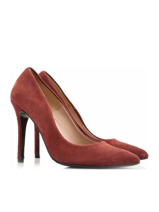 Leder Pumps mit hohem Absatz Burgundisch