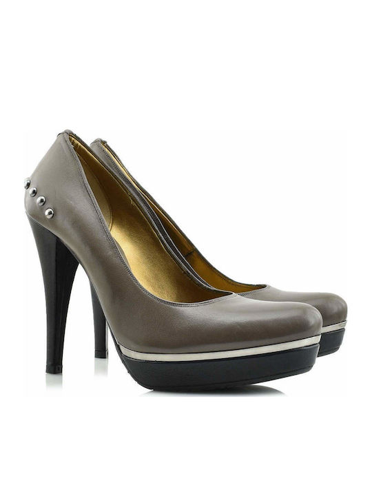 Leather Gray High Heels