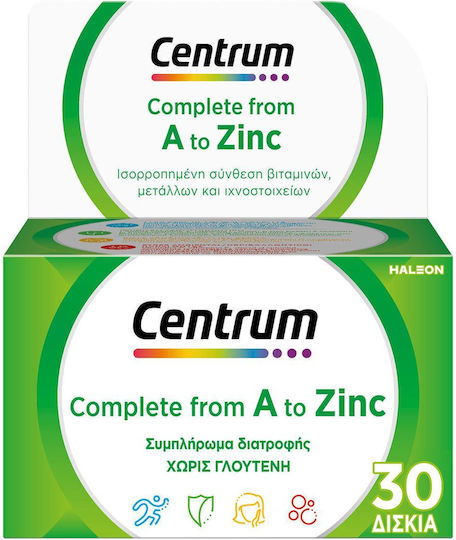 Centrum A To Zinc Multivitamin for Skin Orange 30 Tablets