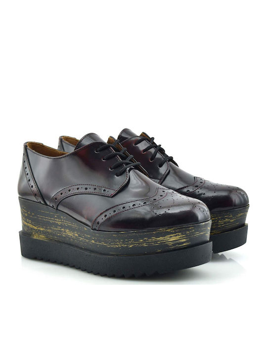 Women's Leather Oxford Shoes Burgundy