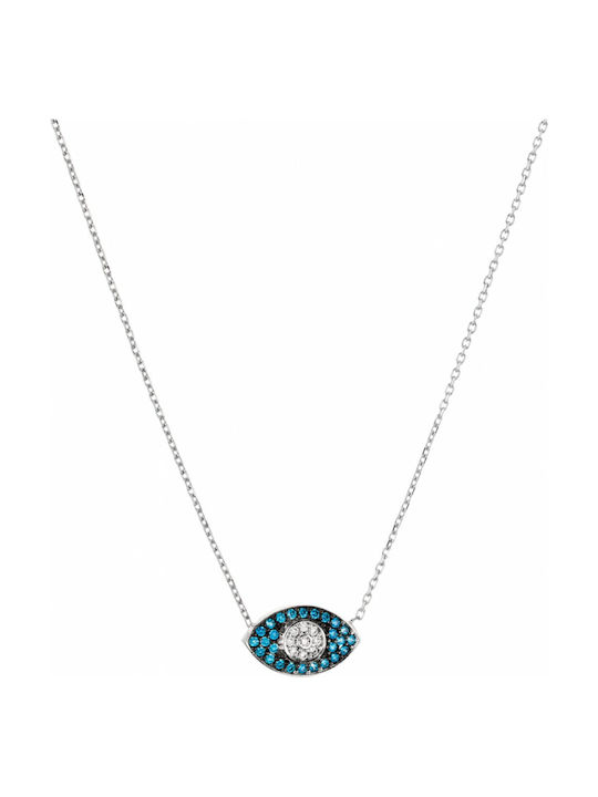 Kritsimis Necklace Eye from White Gold 14K with Zircon