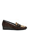 Leather Women's Loafers in Brown Color