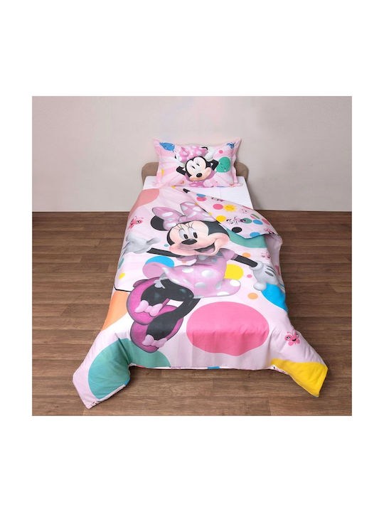 Viopros Minnie 51 Set Kids Duvet Cover Single with Pillowcase Cotton Multicolored 160x200cm