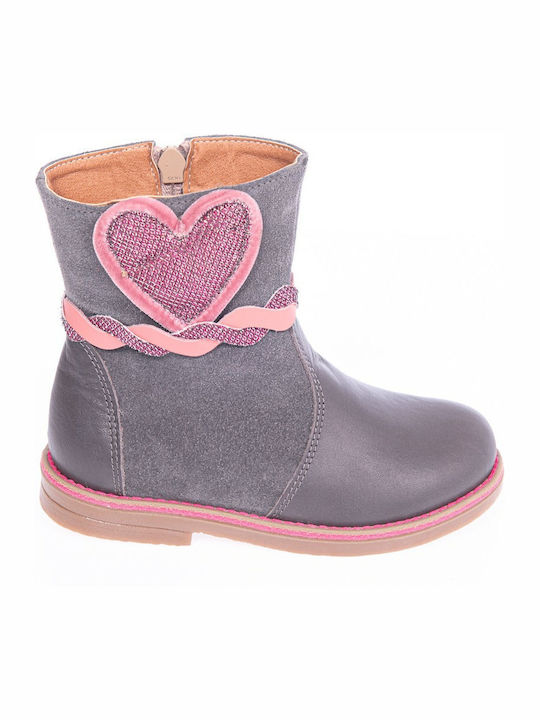 Aby Kids Leather Boots Gray