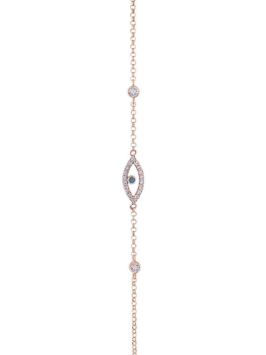 JewelStories Bracelet Chain with design Eye made of Silver Gold Plated with Zircon