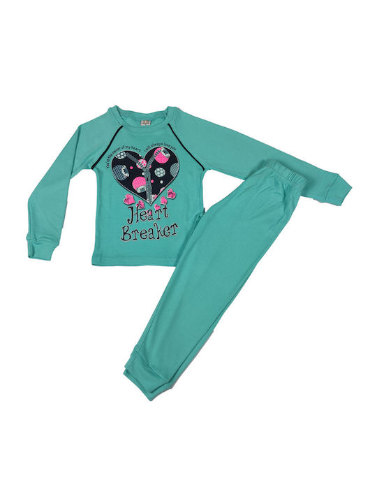 Bonito Kinder-Pyjama aqua Heart Breaker