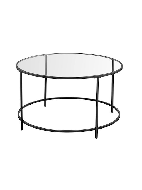 Round Glass Coffee Table Black L84xW84xH45cm