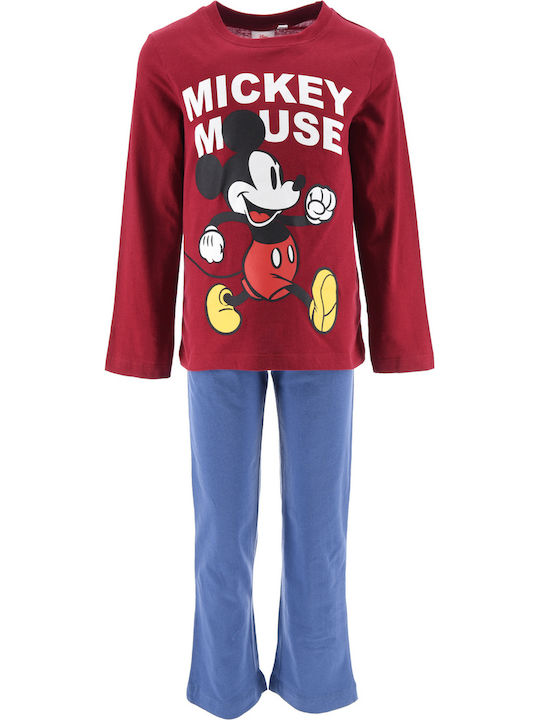 Superheroes Παιδική Πιτζάμα Χειμωνιάτικη μπορντό "mickey Mouse"