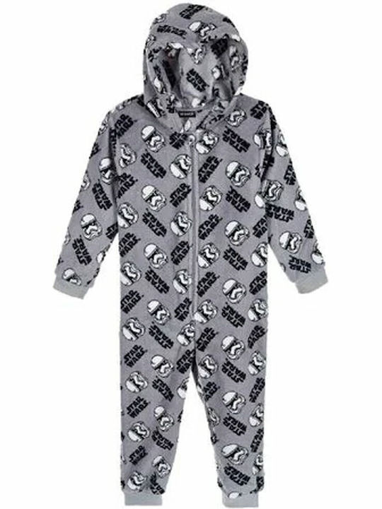 Star Wars Kids' One-piece Pajamas Winter Fleece Gray
