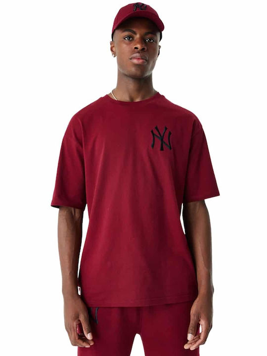 New Era York Bărbați T-shirt Sportiv cu Mânecă Scurtă Burgundy.