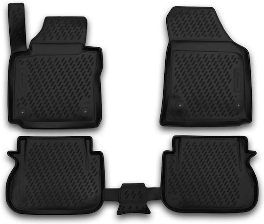Novline Set of Front and Rear Mats 4pcs Tray Type for Volkswagen Caddy 2015 Black