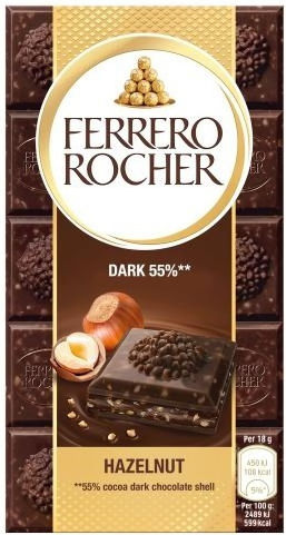 Ferrero Rocher Chocolate Dark Hazelnut with 60% Cocoa 90gr