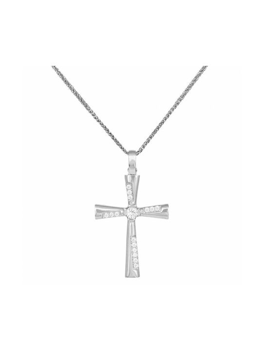 Damen Weißgold Kreuz 14K mit Kette