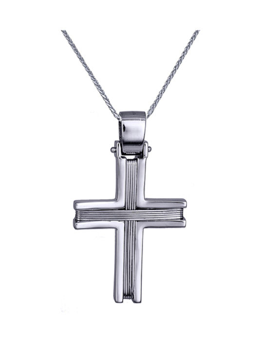 Men's White Gold Cross 14K with Chain