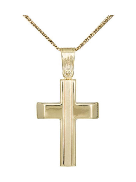 Men's Gold Cross 9K with Chain