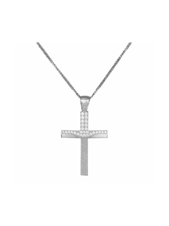 Damen Weißgold Kreuz 14K mit Kette