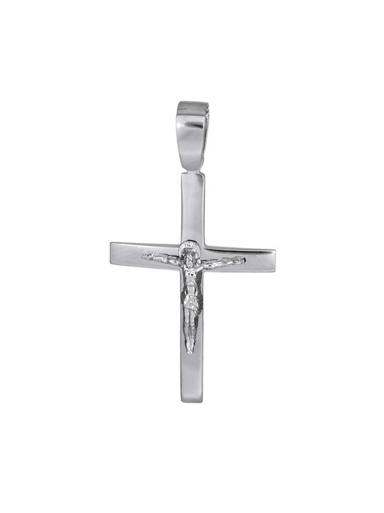 Men's White Gold Cross 14K