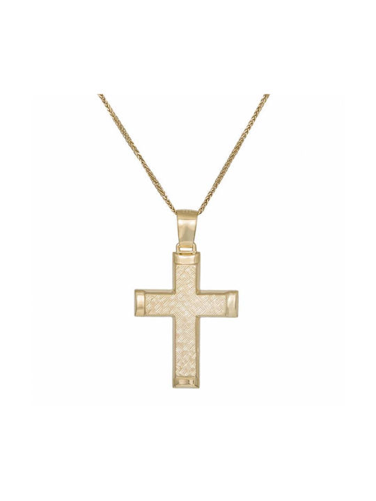 Herren Gold Kreuz 14K mit Kette