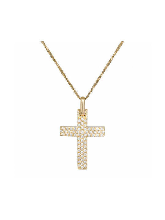 Damen Gold Kreuz 14K mit Kette