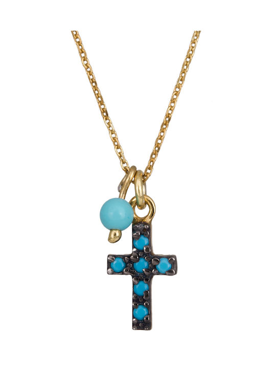 Cross from Gold Plated Silver with Chain