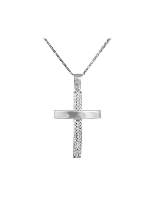 Women's White Gold Cross 9K with Chain