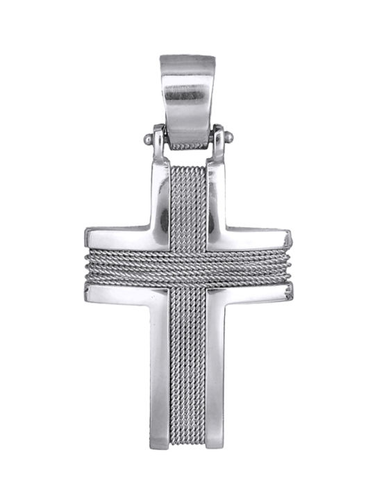 Men's White Gold Cross 18K