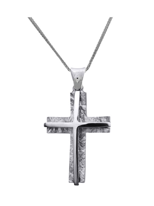 Herren Weißgold Kreuz 14K mit Kette