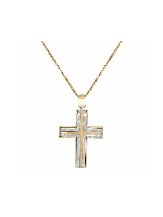 Herren Gold Kreuz 14K mit Kette