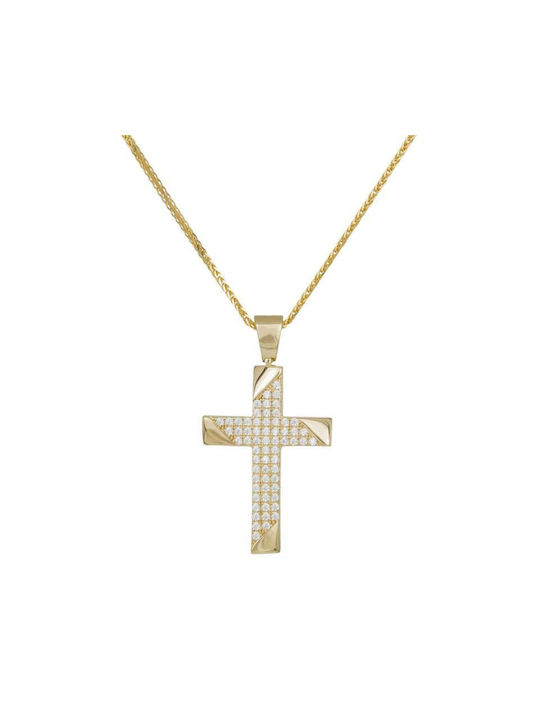 Damen Gold Kreuz 14K mit Kette