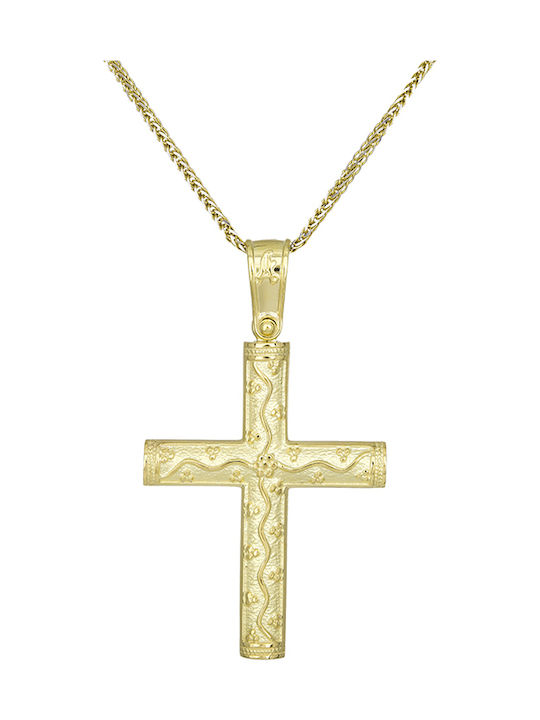 Damen Gold Kreuz 14K mit Kette