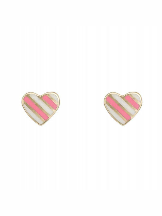 Kids Earrings Studs Hearts made of Gold 9K