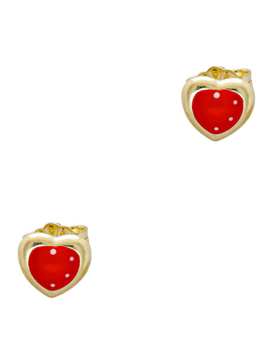 Kiriakos Gofas Kids Earrings Studs Hearts from Gold 9K