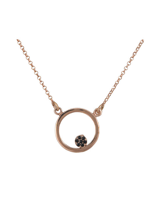 Necklace from Pink Gold Plated Silver with Zircon