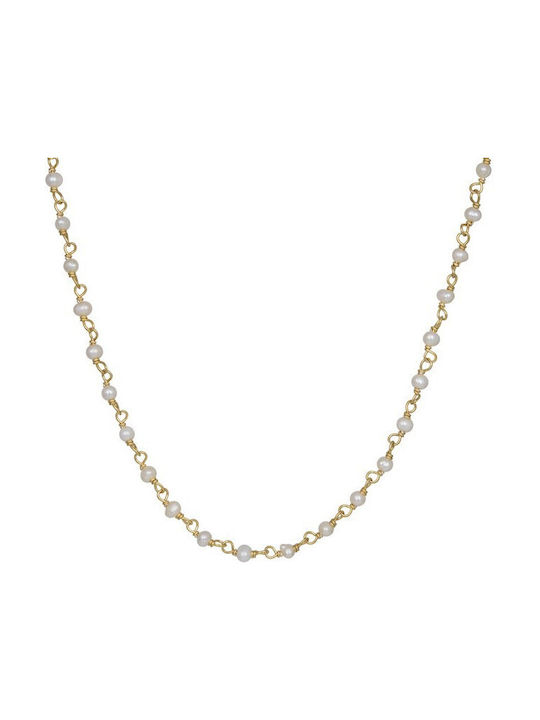 Necklace Rosary from Gold Plated Silver with Pearls