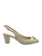 Suede Beige Heels with Strap Women's Sandals