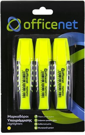 Officenet Μαρκαδόροι Υπογράμμισης Κίτρινα (Yellow) Σετ 3τμχ