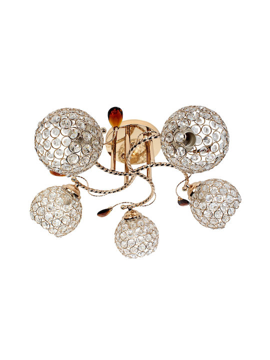 Globobox Ceiling Light with Socket E27 with Crystals 52pcs Gold