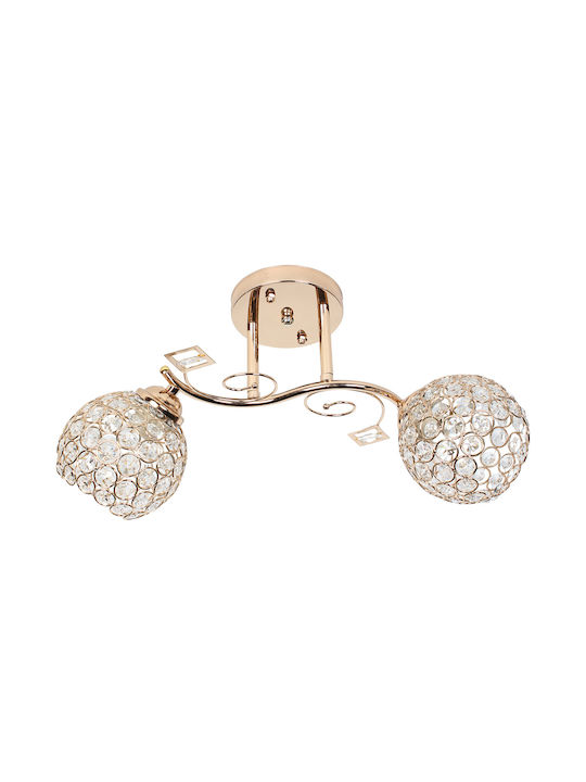 Globobox Ceiling Mount Light with Socket E27 with Crystals in Gold color 45pcs