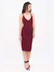 Sommer Midi Wickel Damenkleid Rot