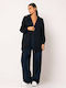 Lang Damen Sweatshirtjacke Kapuzen Navy