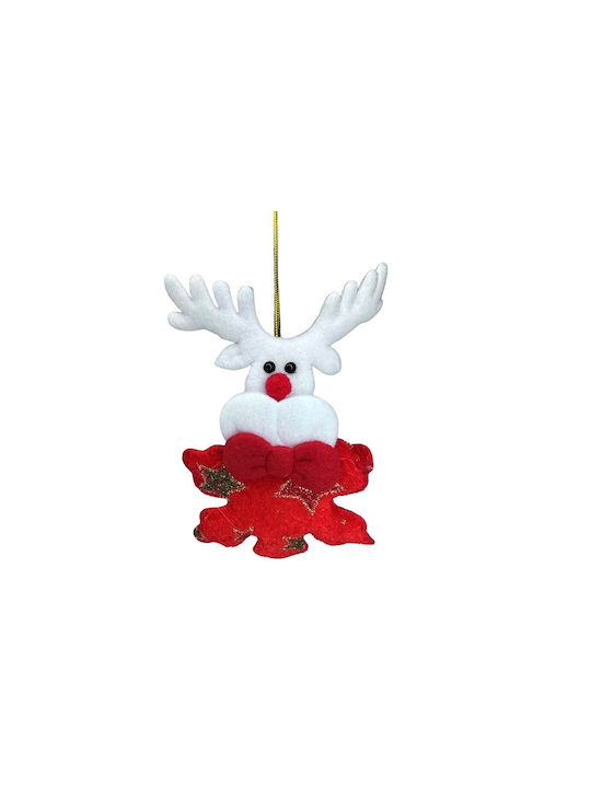 XMASfest Christmas Reindeer Ornament White 9x12cm