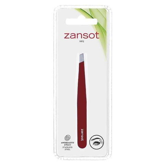 Zan Sot Eyebrow Tweezer with Curved Tip Red 1pcs