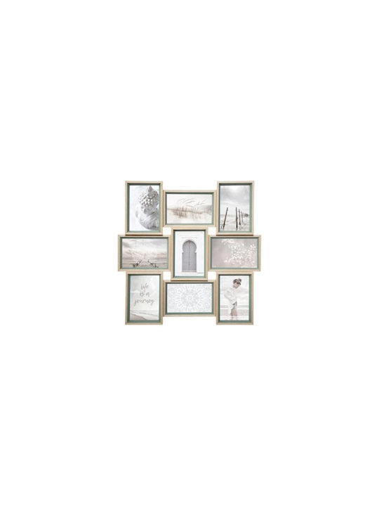 Multi Wall-mounted Wooden 9 Photos Frame Green