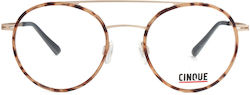CInque Women's Metal Prescription Eyeglass Frame Brown