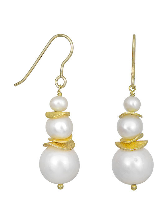 Earrings made of Silver Gold Plated with Pearls