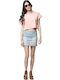 Damen Sport Crop Top Kurzarm Rosa