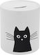 Cat Money Box Porcelain Black 8.2x8.2x9.5cm