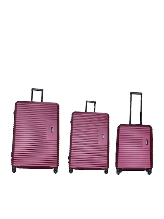 Rain Set De 3 Valize De Călătorie Tough Burgundia Înălțime Maximă 75 Cm Cu 4 Roți 55/65/75 Cm