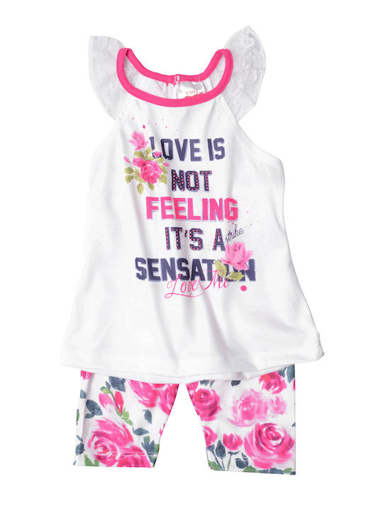 Kinder-Set mit Leggings Sommer 2Stück Weiß