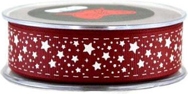 Kappa Decor Stars Christmas Ribbon Burgundy 1pc